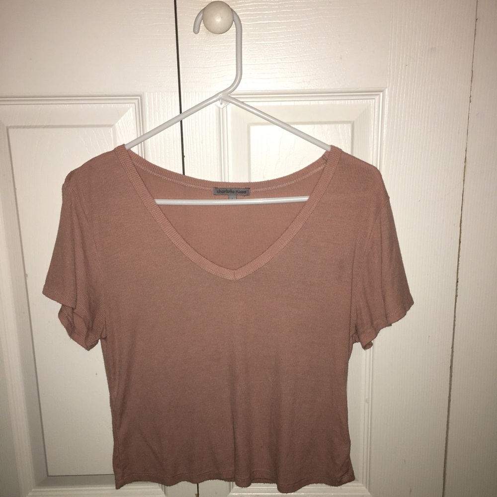 Pink Short-Sleeve V-Neck Top